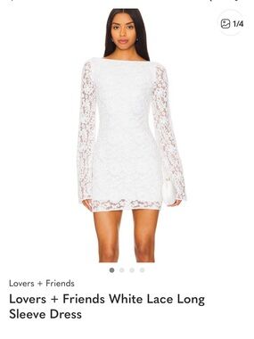 Lovers + Friends White Lace Long-Sleeve Mini Dress